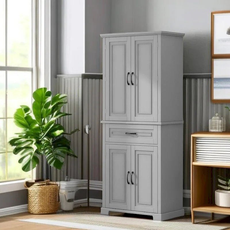 Freestanding Bathroom Cabinet with Doors Wooden Entryway Storage Cabinet