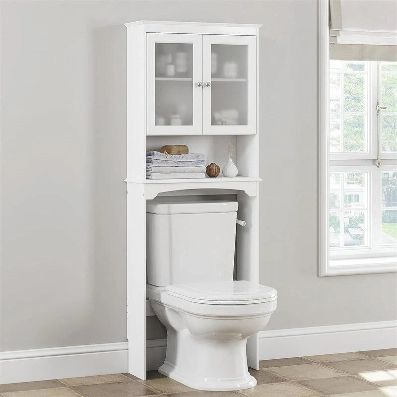Toilet Storage Cabinet - White 9.06 D x 24.8 W x 65.75 H