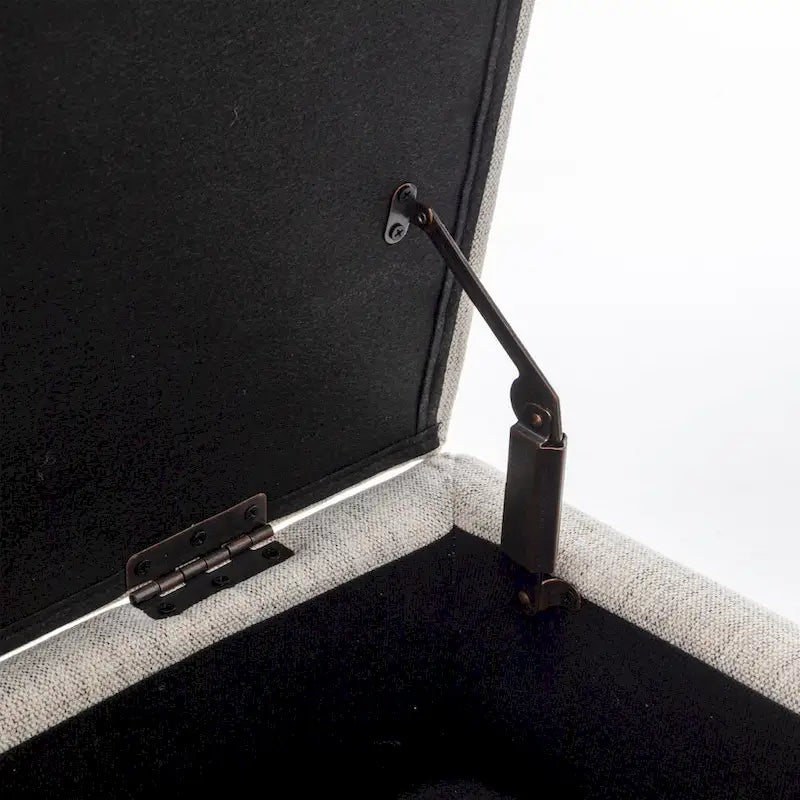 Linen Tufted Storage Bench with Safety Hinge and Wood Legs