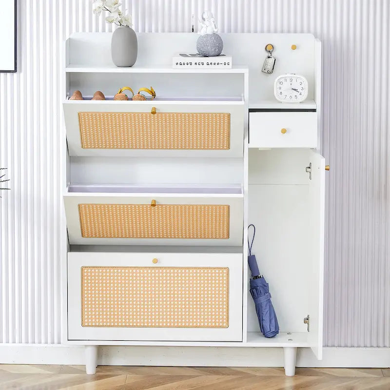 Modern minimalist Storage Cabinet, Japanese rattan shoe Cabinet