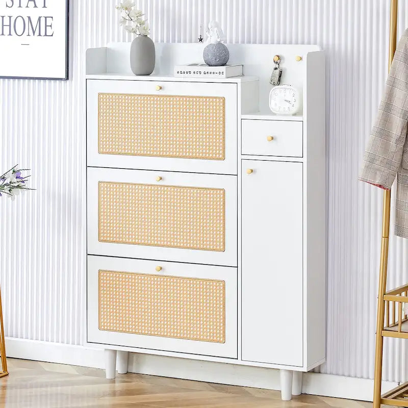 Modern minimalist Storage Cabinet, Japanese rattan shoe Cabinet