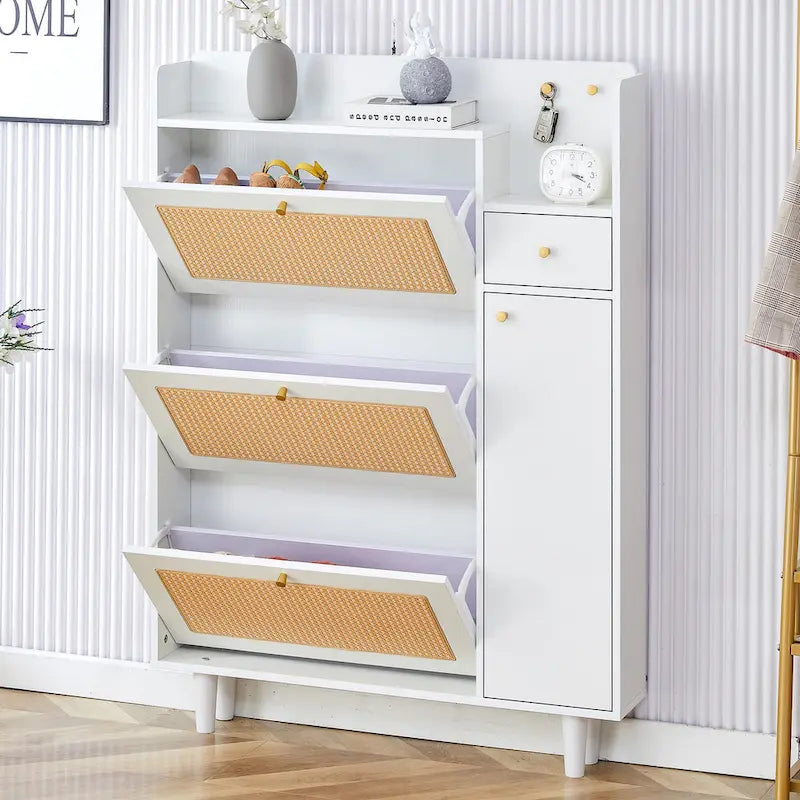 Modern minimalist Storage Cabinet, Japanese rattan shoe Cabinet