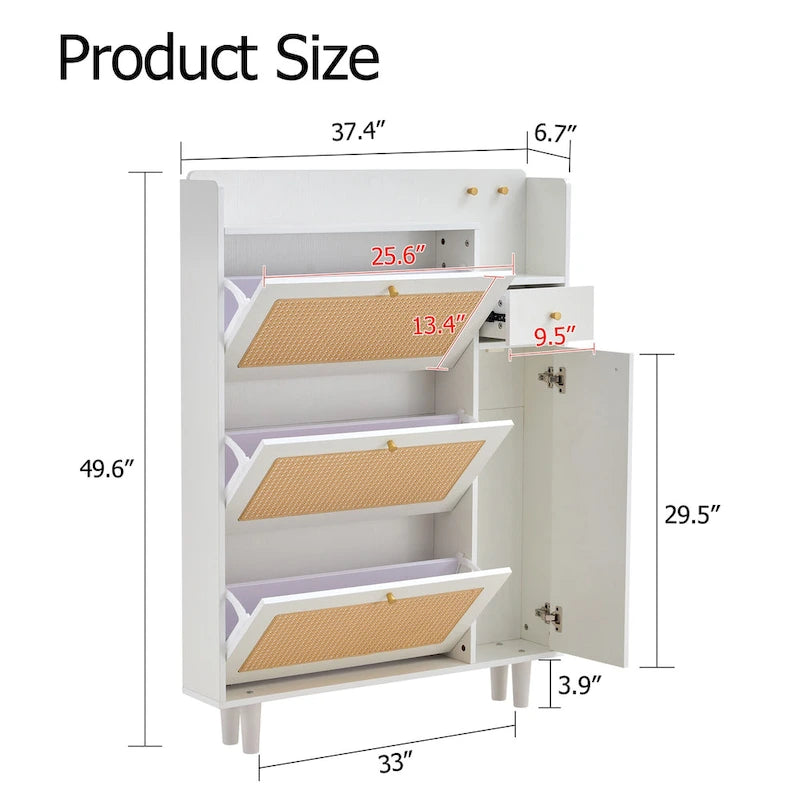 Modern minimalist Storage Cabinet, Japanese rattan shoe Cabinet