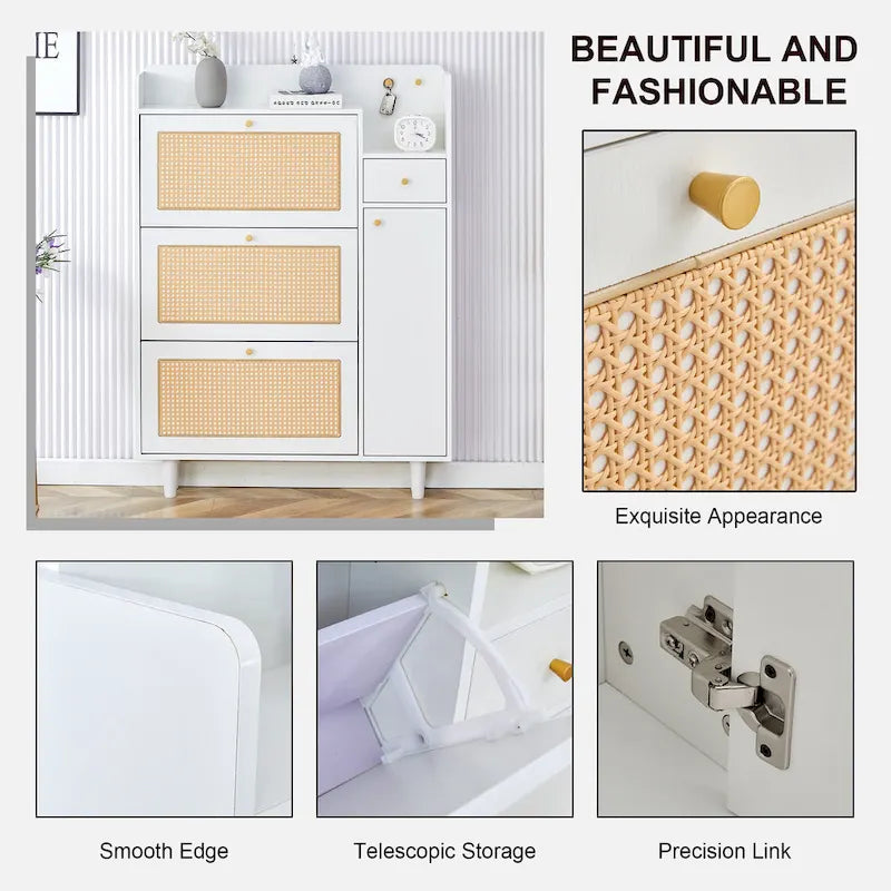 Modern minimalist Storage Cabinet, Japanese rattan shoe Cabinet