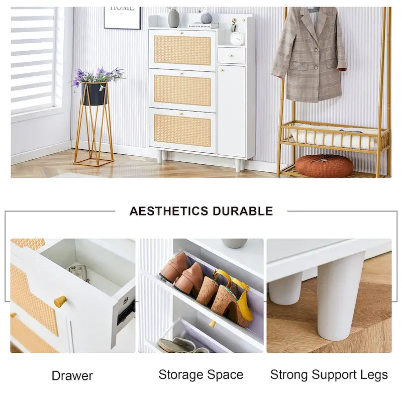 Modern minimalist Storage Cabinet, Japanese rattan shoe Cabinet