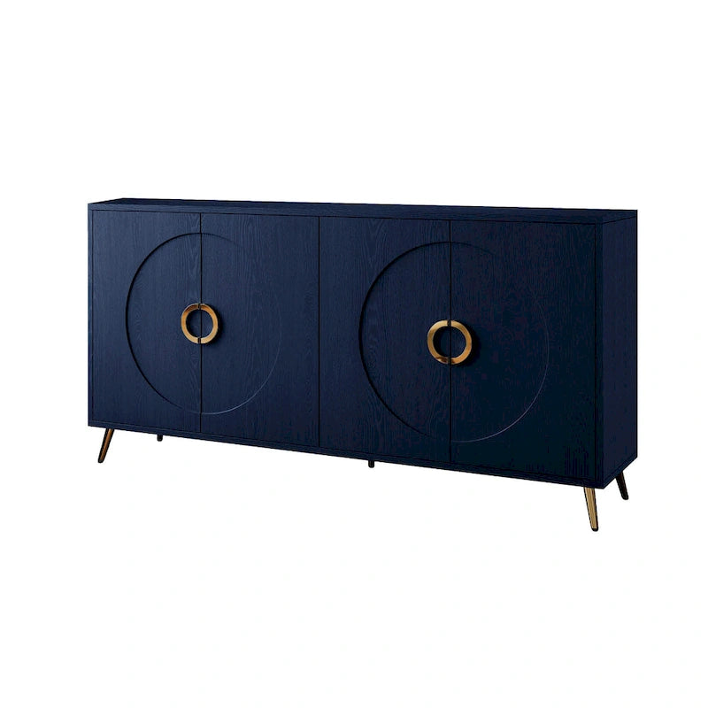 Modern Lacquered 4 Door Wooden Cabinet Sideboard Buffet Server Cabinet for Living Room, Entryway, Hallway, Office