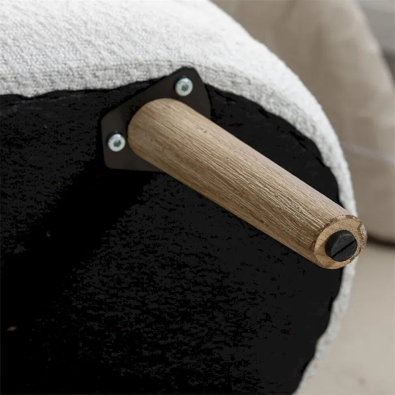 Boucle Fabric Storage Bench Bedroom Bench w/Wood Legs For Living Room