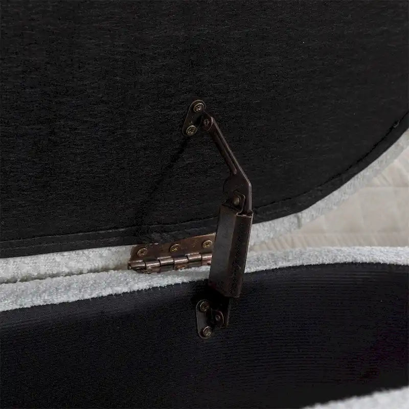 Boucle Fabric Storage Bench Bedroom Bench w/Wood Legs For Living Room