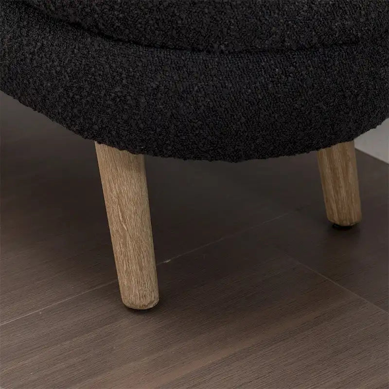 Boucle Fabric Storage Bench Bedroom Bench w/Wood Legs For Living Room