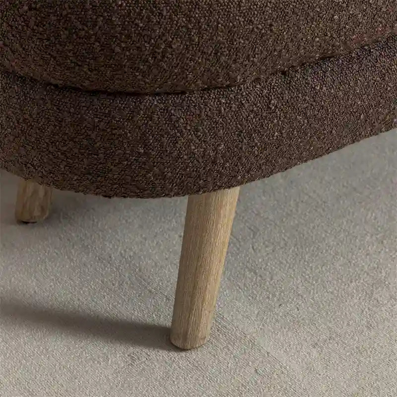 Boucle Fabric Storage Bench Bedroom Bench w/Wood Legs For Living Room