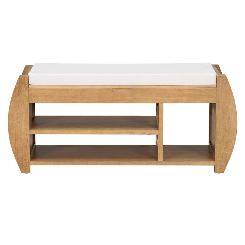 Multi Functional Storage Bench With Hidden Compartment And Open Shelf