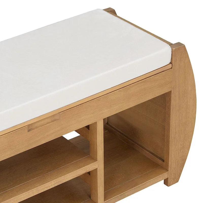 Multi Functional Storage Bench With Hidden Compartment And Open Shelf