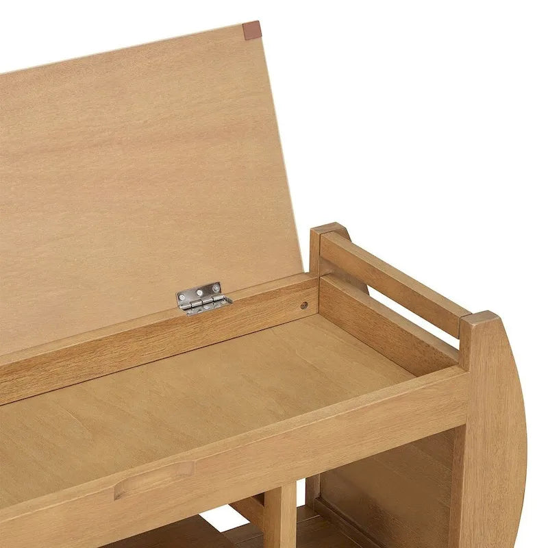 Multi Functional Storage Bench With Hidden Compartment And Open Shelf