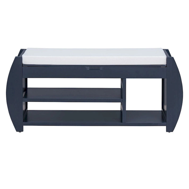 Multi Functional Storage Bench With Hidden Compartment And Open Shelf