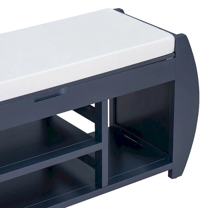 Multi Functional Storage Bench With Hidden Compartment And Open Shelf