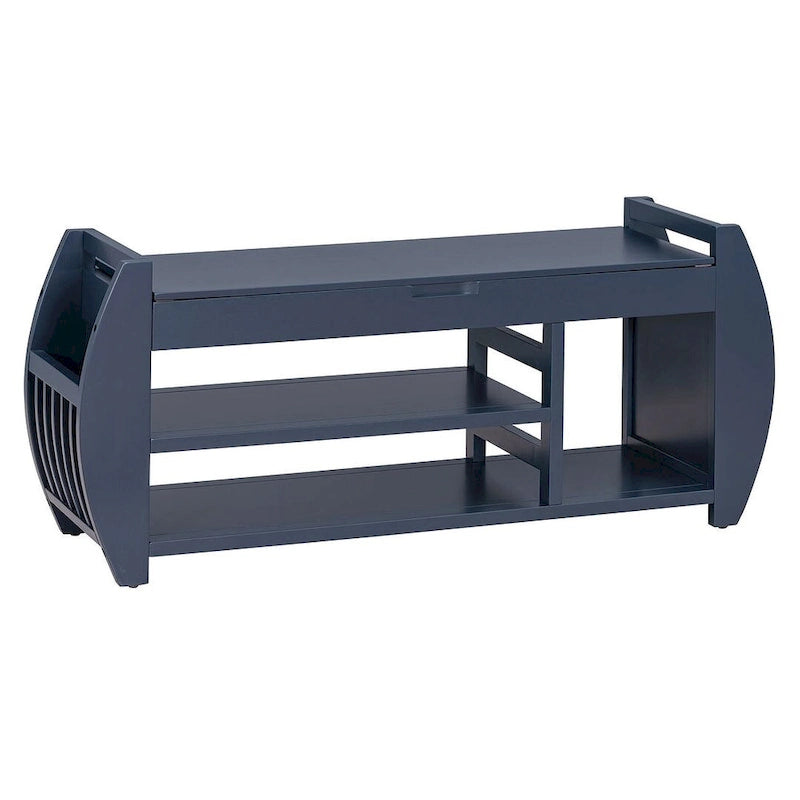 Multi Functional Storage Bench With Hidden Compartment And Open Shelf