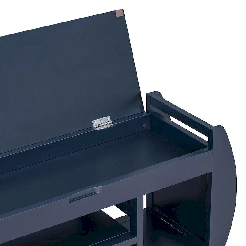 Multi Functional Storage Bench With Hidden Compartment And Open Shelf