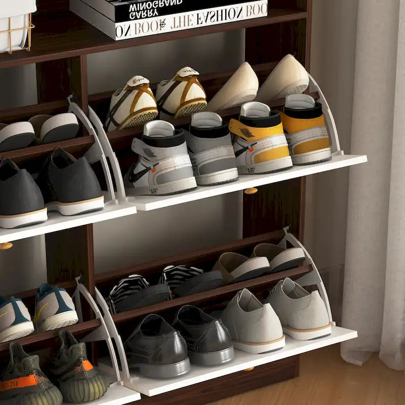 Shoe Storage Cabinet with 4 Flip Drawers, Shoe Rack Organizer with Handle Freestanding Shoe Cabinet with Anti-tip Fitting