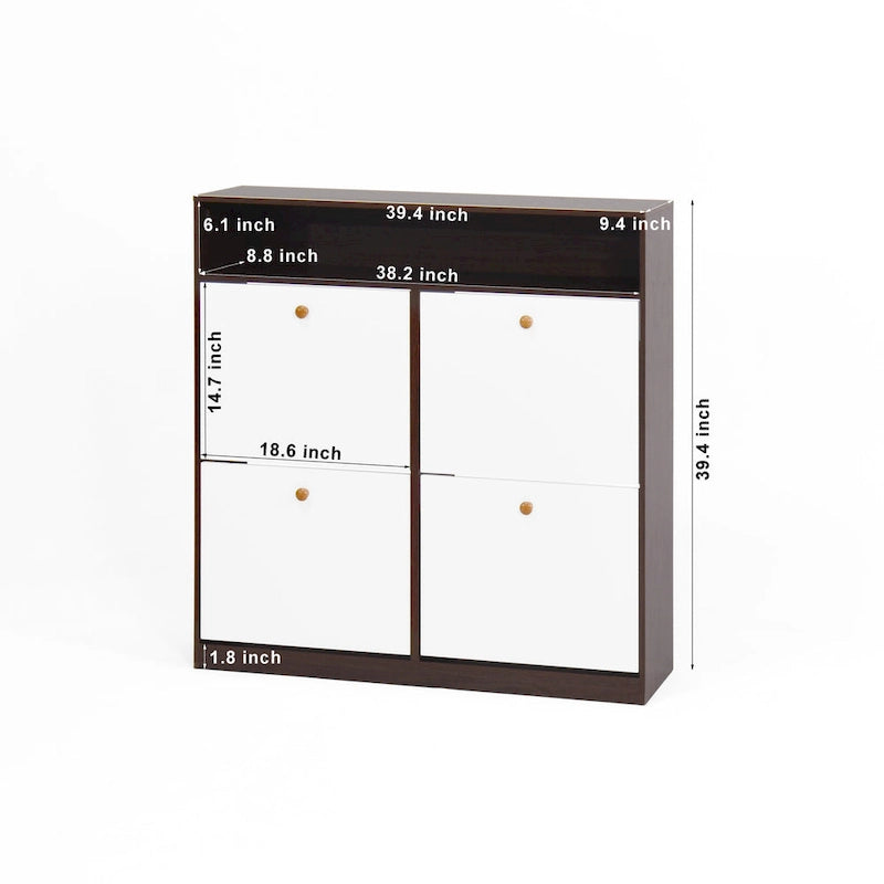 Shoe Storage Cabinet with 4 Flip Drawers, Shoe Rack Organizer with Handle Freestanding Shoe Cabinet with Anti-tip Fitting