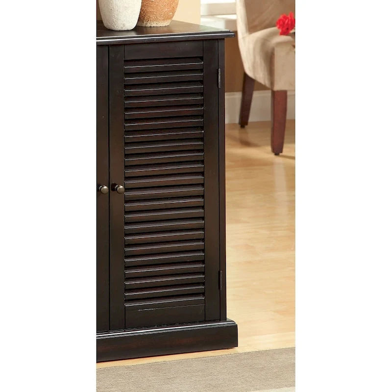 Modern Transitional Design 1pc Shoe Cabinet Espresso Finish Adjustable Shelves Louver Design Doors Home Furniture Shoe Rack