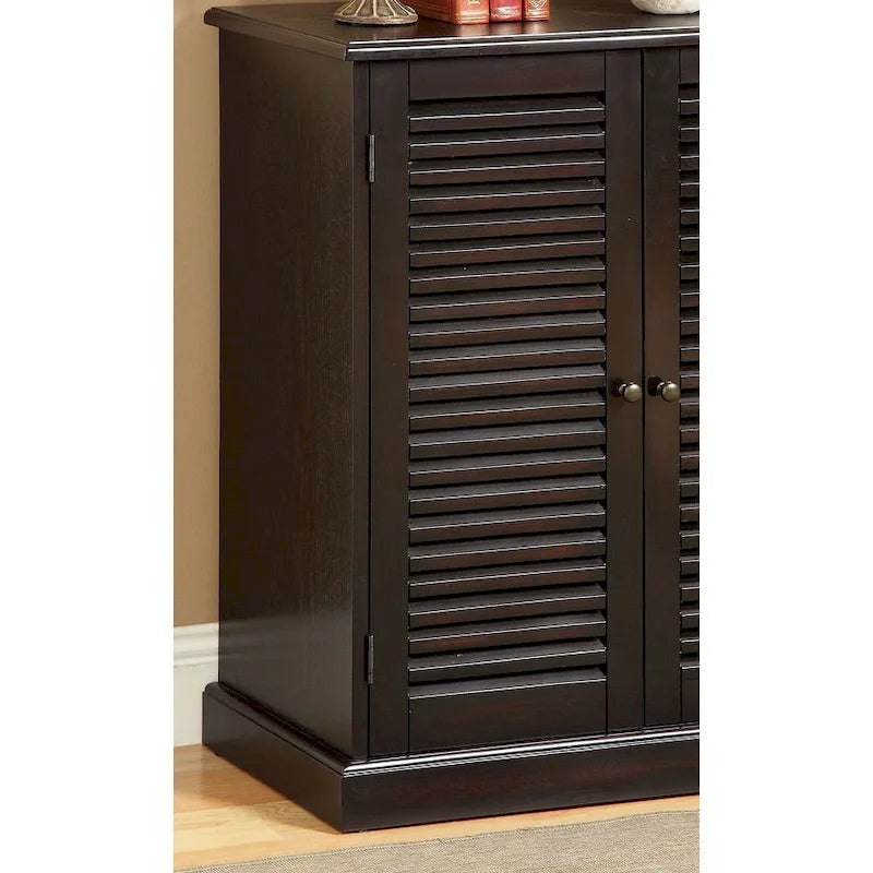 Modern Transitional Design 1pc Shoe Cabinet Espresso Finish Adjustable Shelves Louver Design Doors Home Furniture Shoe Rack
