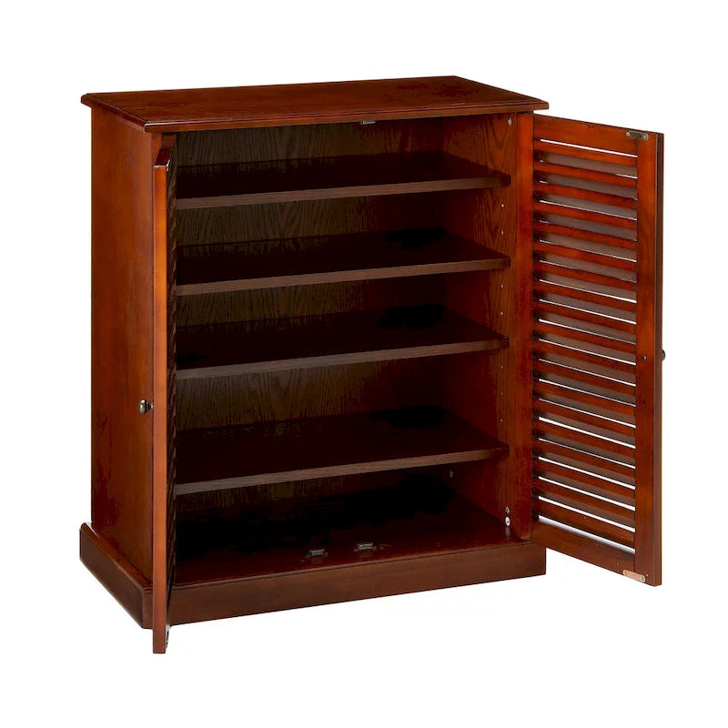 Modern Transitional Design 1pc Shoe Cabinet Espresso Finish Adjustable Shelves Louver Design Doors Home Furniture Shoe Rack