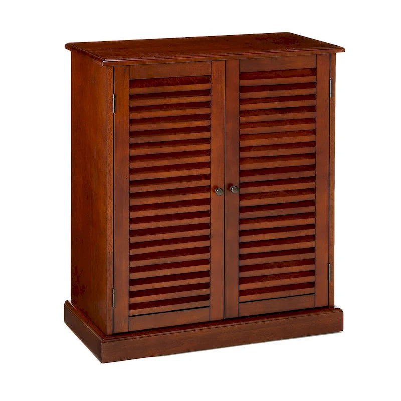 Modern Transitional Design 1pc Shoe Cabinet Espresso Finish Adjustable Shelves Louver Design Doors Home Furniture Shoe Rack