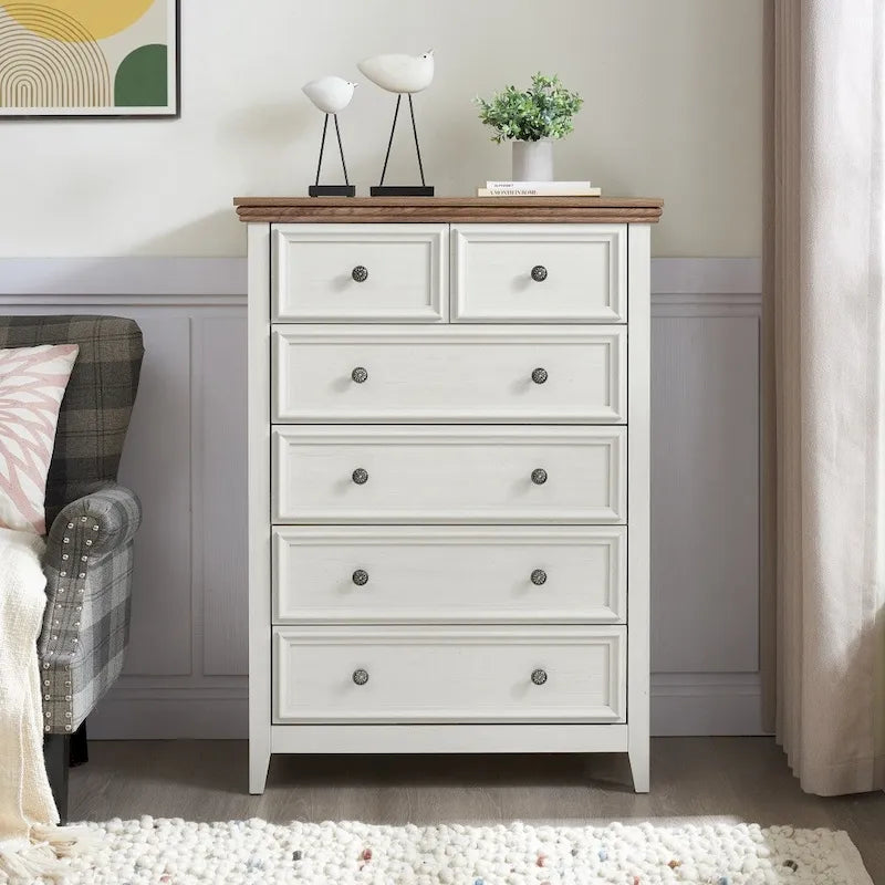 Modern 6 Drawers Dresser 6 Drawers Cabinet Chest of Drawers Closet Organizers - 31.50  * 15.75  * 44.29