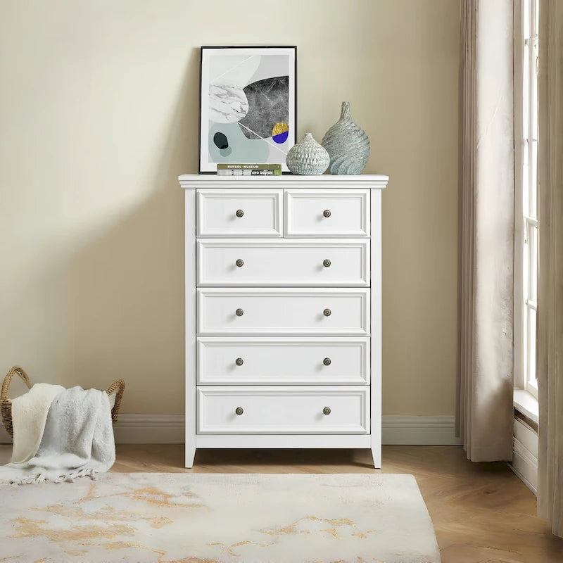 Modern 6 Drawers Dresser 6 Drawers Cabinet Chest of Drawers Closet Organizers - 31.50  * 15.75  * 44.29