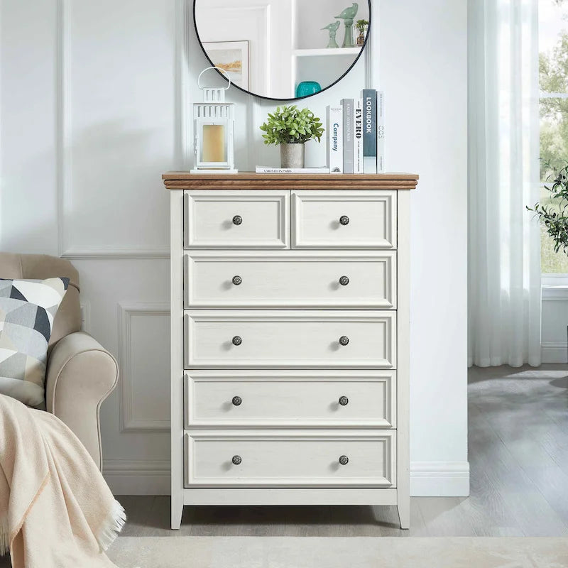 Modern 6 Drawers Dresser 6 Drawers Cabinet Chest of Drawers Closet Organizers - 31.50  * 15.75  * 44.29