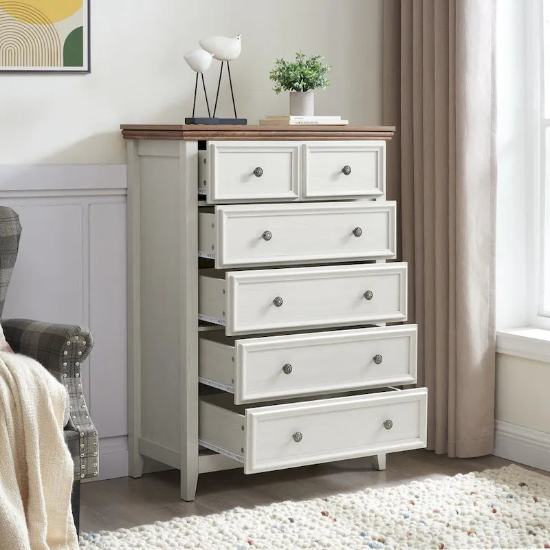 Modern 6 Drawers Dresser 6 Drawers Cabinet Chest of Drawers Closet Organizers - 31.50  * 15.75  * 44.29