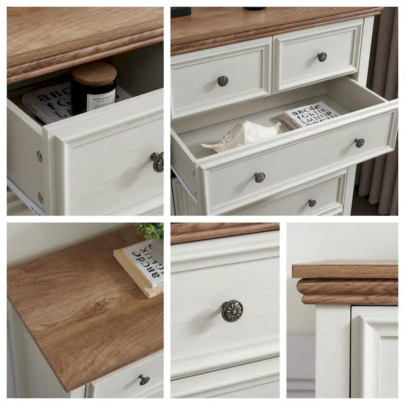 Modern 6 Drawers Dresser 6 Drawers Cabinet Chest of Drawers Closet Organizers - 31.50  * 15.75  * 44.29