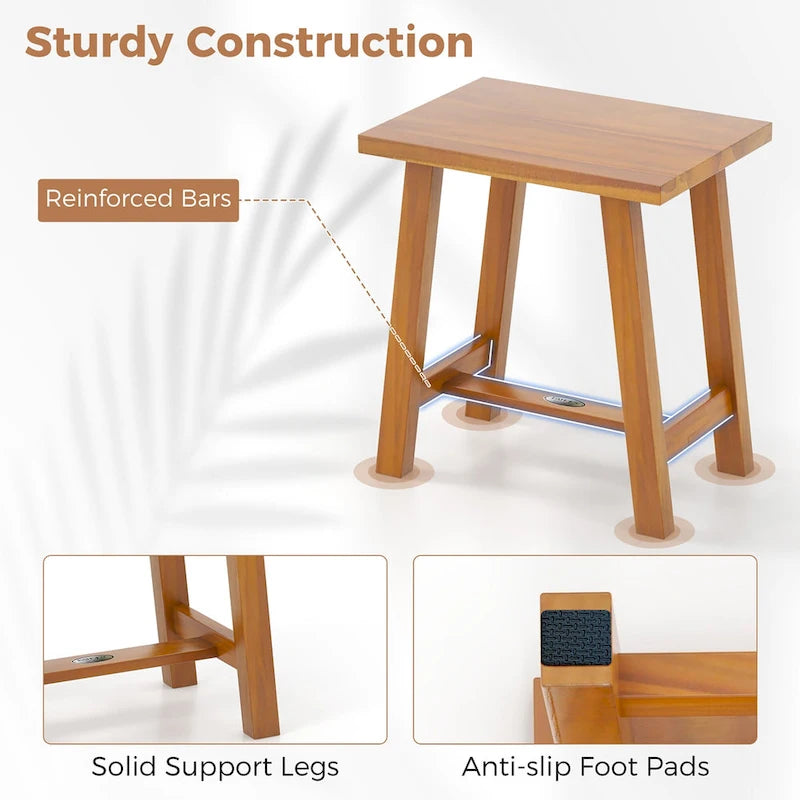 Teak Shower Stool, Bathroom Shower Chair, Suitable For Shaving Legs And Performing Spa Treatments.