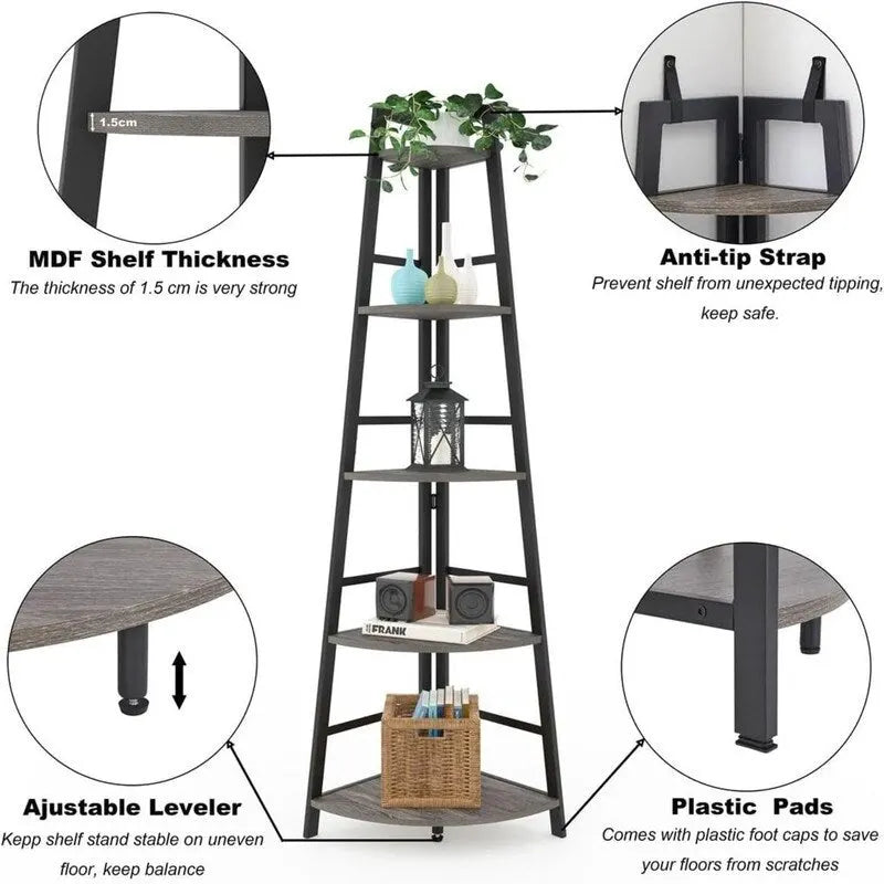 Rustic Tall Corner Bookshelf