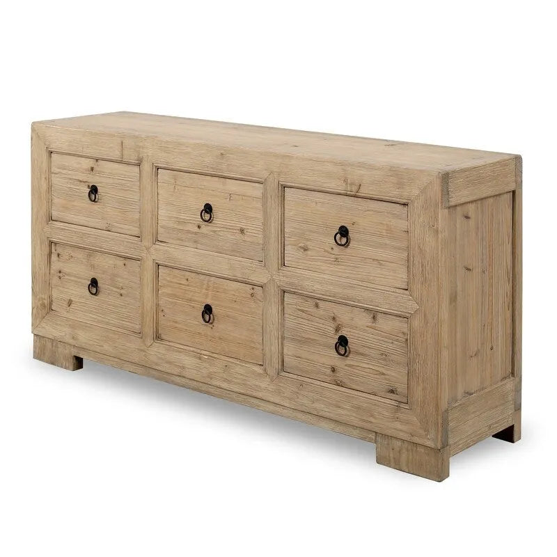 The Chest Of Drawers Is Made From Weathered Natural Pine Wood.