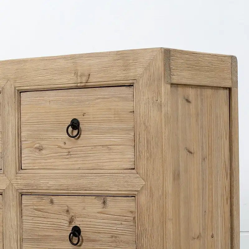 The Chest Of Drawers Is Made From Weathered Natural Pine Wood.