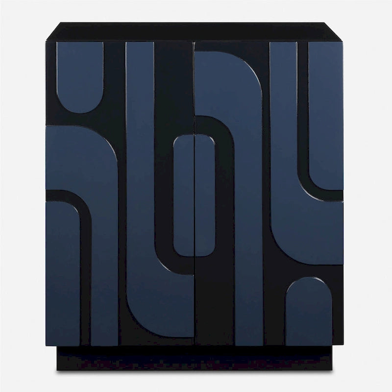 2-Door Storage Cabinet - 34  - Glossy Blue Finish