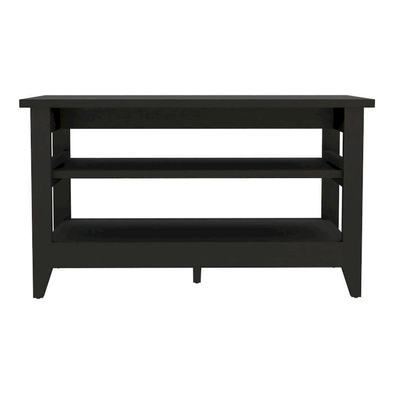 Storage Bench With Two Open Shelves And Four Legs.