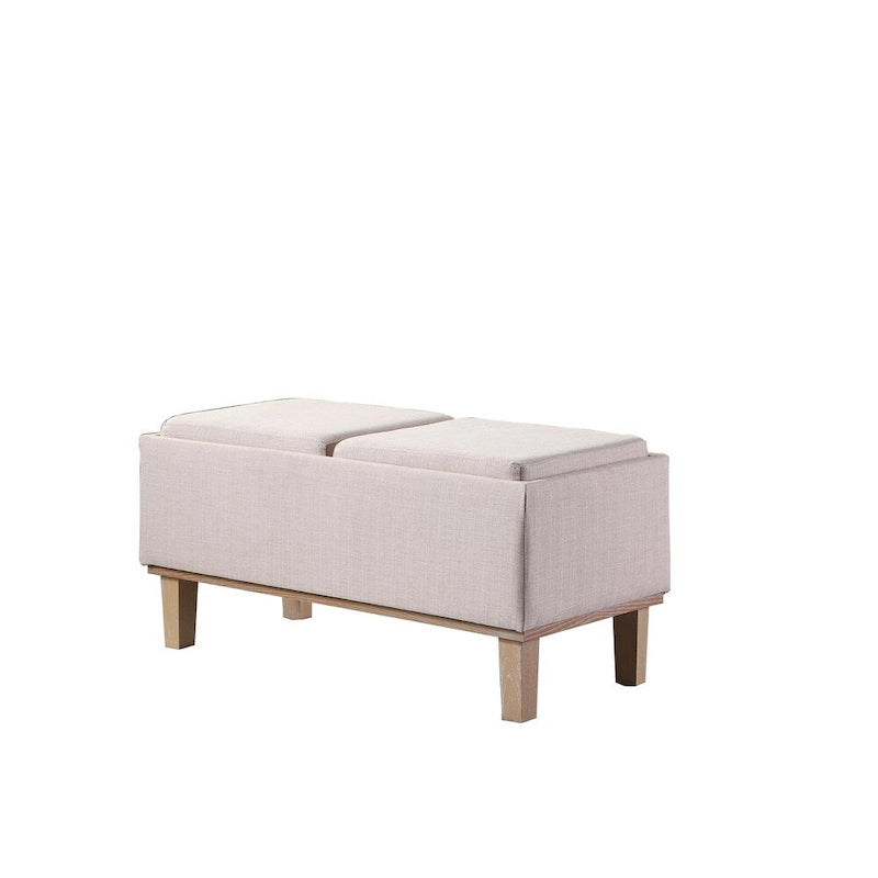 17-inch Fabric Upholstered Seat Flip Storage Bench with Unfinished Legs