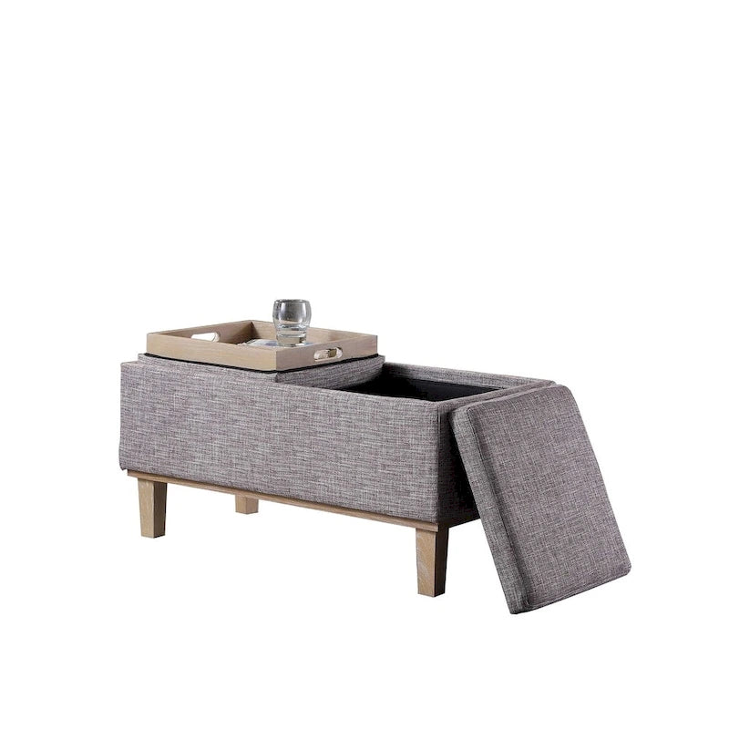 17-inch Fabric Upholstered Seat Flip Storage Bench with Unfinished Legs