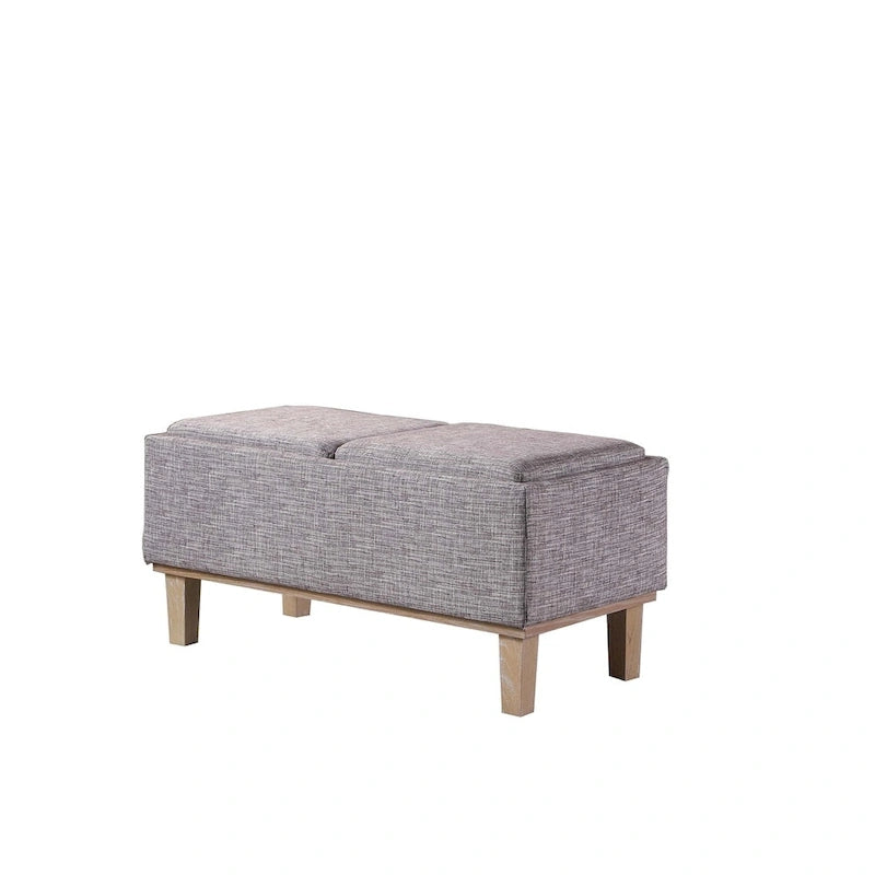 17-inch Fabric Upholstered Seat Flip Storage Bench with Unfinished Legs