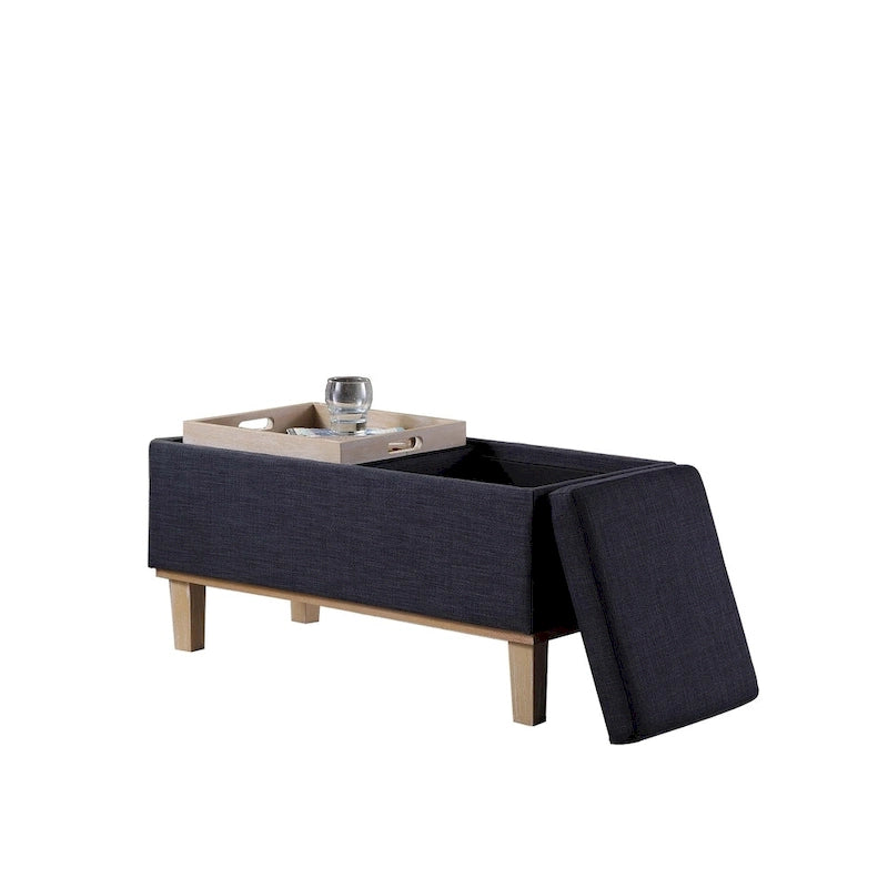 17-inch Fabric Upholstered Seat Flip Storage Bench with Unfinished Legs