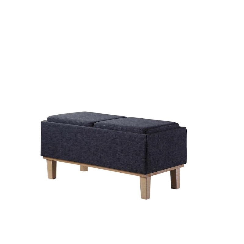 17-inch Fabric Upholstered Seat Flip Storage Bench with Unfinished Legs