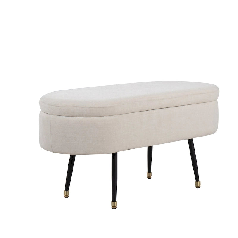 Modern Mid-Century Storage Bench With Cushioned Seat, 39" Long, 500lb Capacity