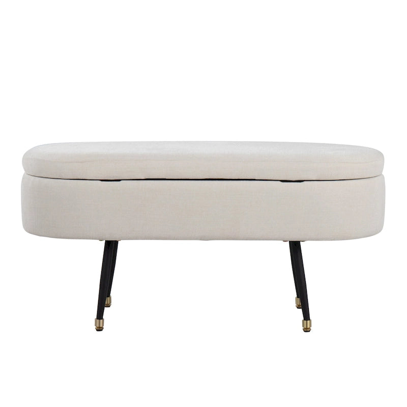 Modern Mid-Century Storage Bench With Cushioned Seat, 39" Long, 500lb Capacity