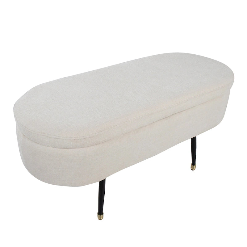 Modern Mid-Century Storage Bench With Cushioned Seat, 39" Long, 500lb Capacity