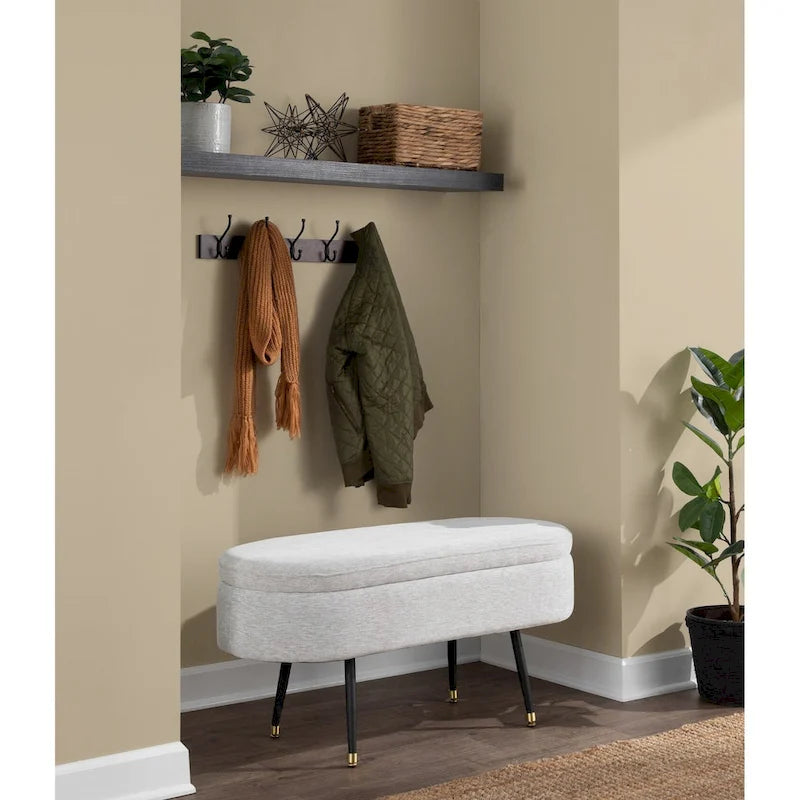 Modern Mid-Century Storage Bench With Cushioned Seat, 39" Long, 500lb Capacity
