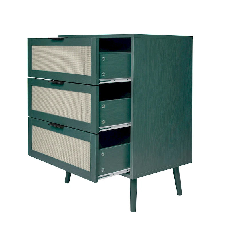 Rattan 3 Drawer Cabinet for bedroom living room