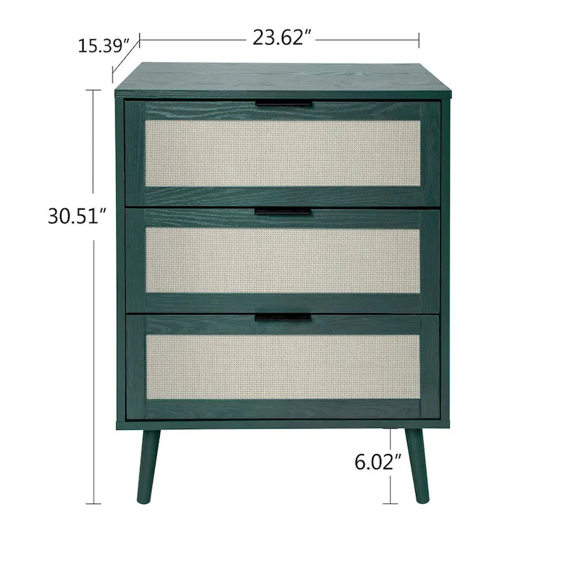Rattan 3 Drawer Cabinet for bedroom living room