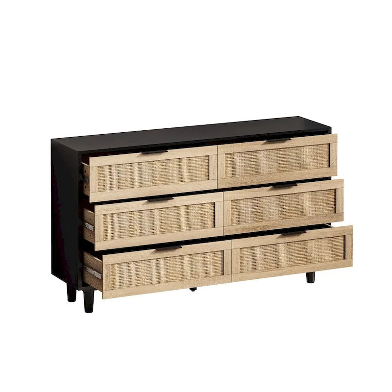 51.18 6-Drawers Rattan Storage Cabinet for Bedroom,Living Room